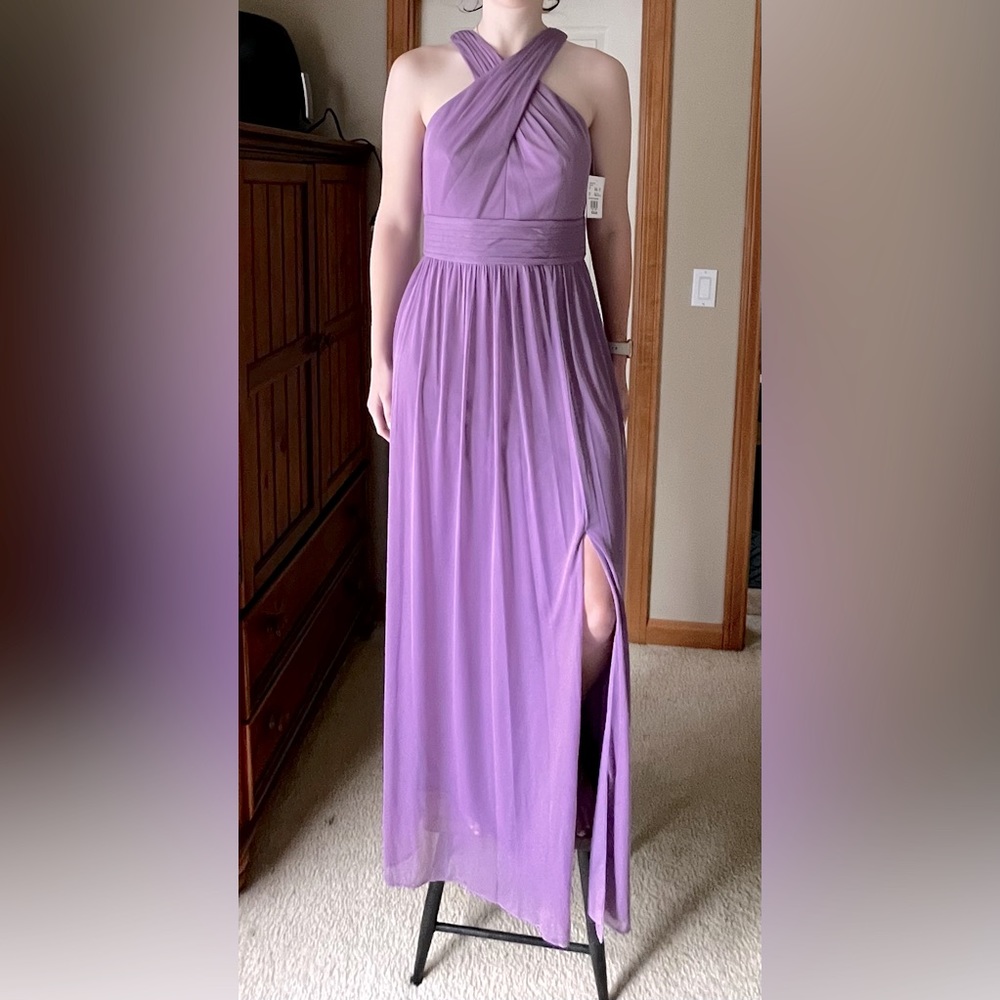 David's Bridal Bridesmaid Dress: Long Mesh Crisscross